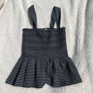 Madewell Black Striped peplum top NEVER WORN